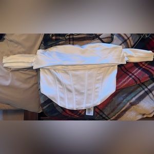 Brand new off the shoulder White Fox Botique zip up top